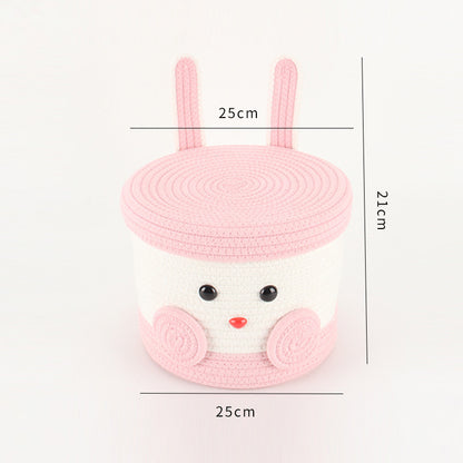 No.25124 Creative Cartoon Pink Rabbit Snack Storage Basket Storage Basket