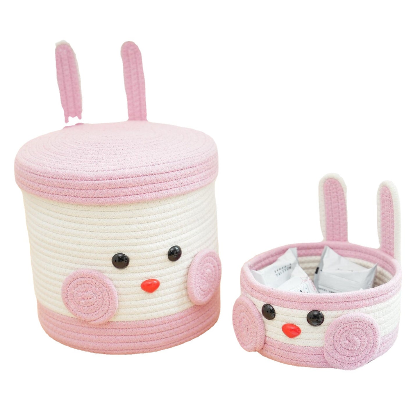 No.25124 Creative Cartoon Pink Rabbit Snack Storage Basket Storage Basket