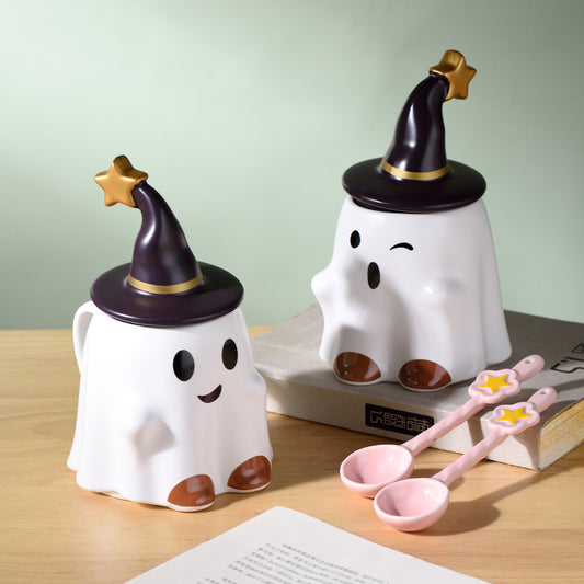 No. AL715784163808 Halloween Water Cup Ghost Mug Creative Cartoon Ceramic Cup Cute Ghost Cup Christmas Mug