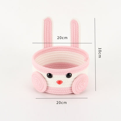 No.25124 Creative Cartoon Pink Rabbit Snack Storage Basket Storage Basket