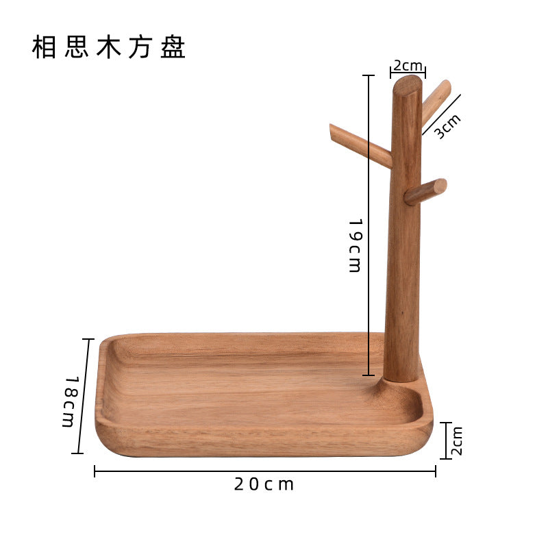 No.21實木長形盤玄關鑰匙收納支架擺件 實木鎖匙架 多功能桌面首飾掛架置物架