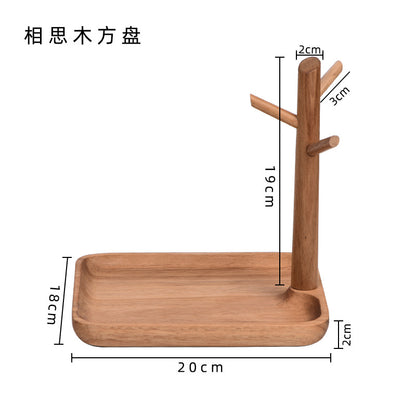 No.21實木長形盤玄關鑰匙收納支架擺件 實木鎖匙架 多功能桌面首飾掛架置物架