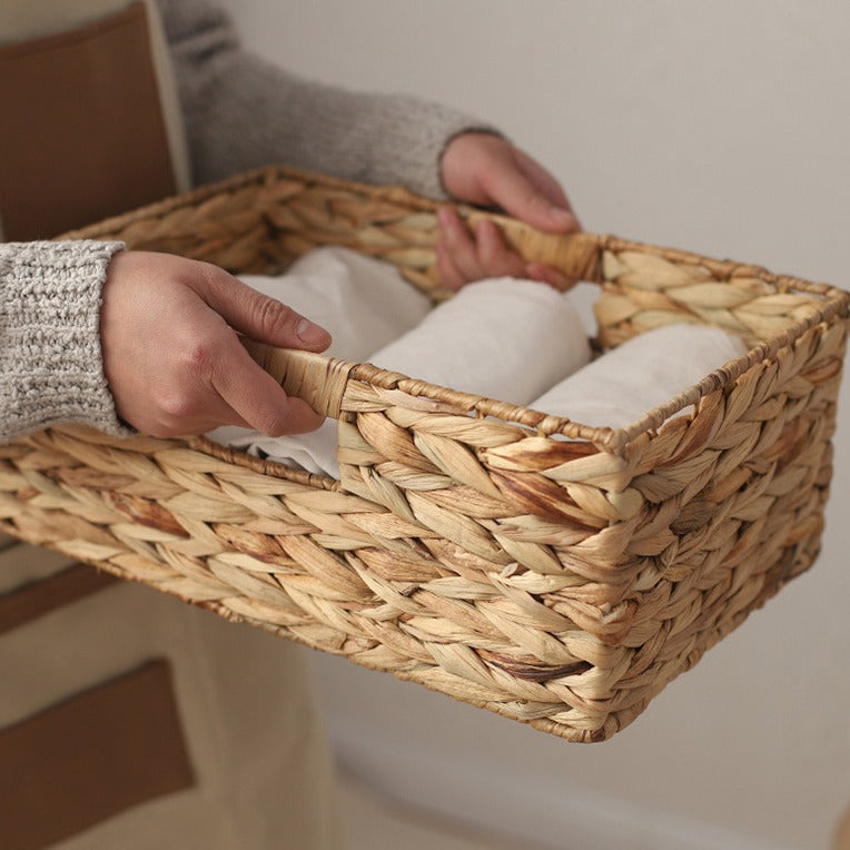 No.F22B1132A-BPY Straw storage basket Hand-woven storage basket Desktop organization sundries keys cosmetics storage box