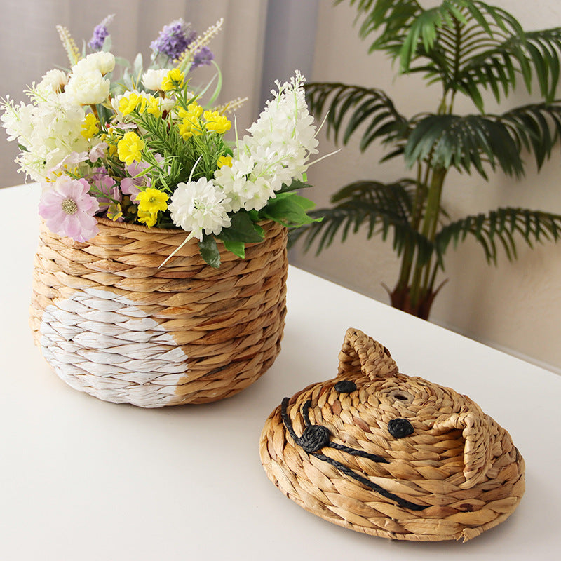 No.HLCKTK cute gourd grass woven storage basket rattan storage box