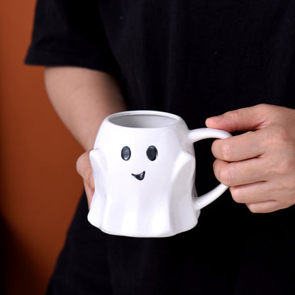 No.cup99 Halloween water cup creative cute white ghost mug ceramic cartoon elf water cup office coffee milk cup