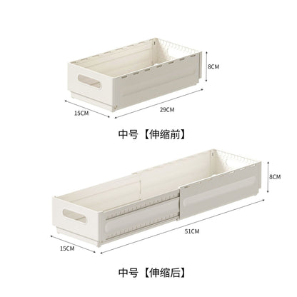No.WYS8648 Retractable right angle storage box pull-out plastic storage basket multi-size stackable storage drawer box