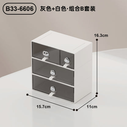 No. B33-6606A/B33-6606B輕奢高級感抽屜式辦公桌面文具收納盒 書桌學習桌面格子收納盒 梳妝枱收納盒