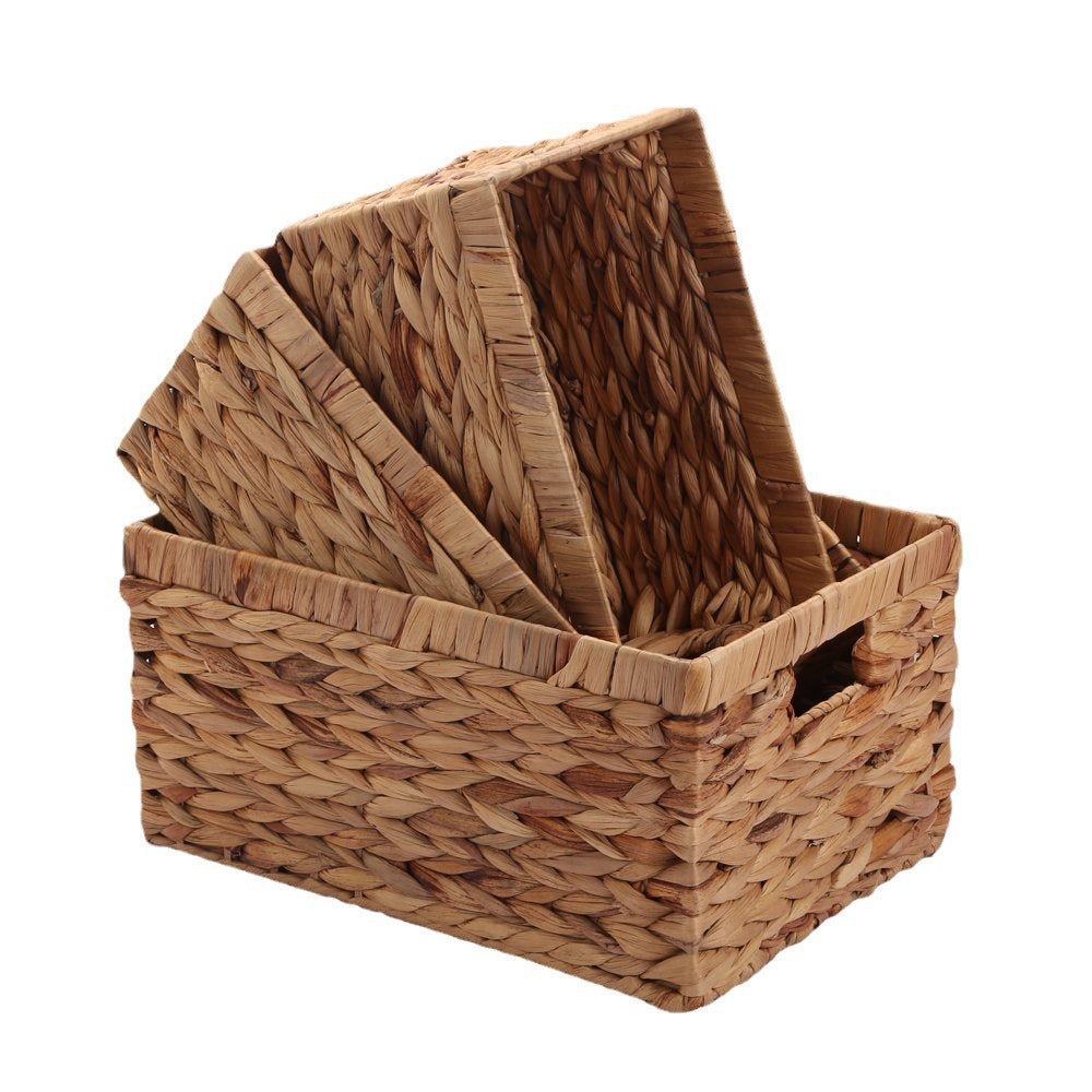 No.PBHLC handmade straw storage basket rectangular water hyacinth grass storage box