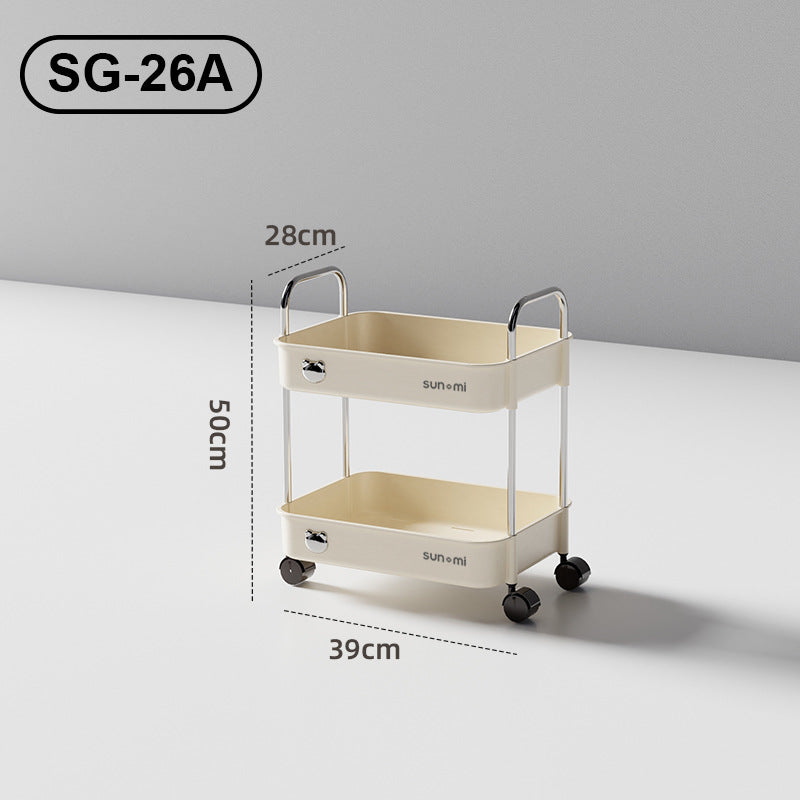 No.SG-26/SG-27 cream style kitchen storage rack with reel trolley with reel shelf living room kitchen snack fruit drink storage narrow slit storage under table storage cart