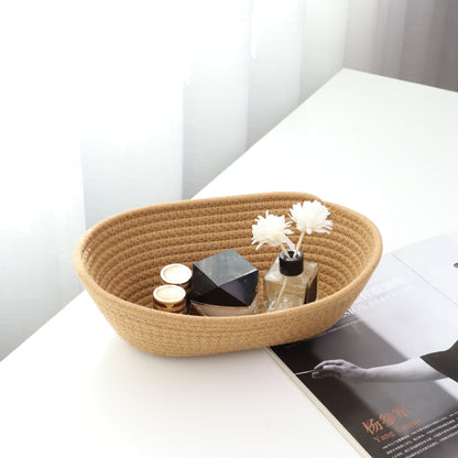 No.TSMSTPL Nordic cotton rope storage box hand-woven boat-shaped storage basket