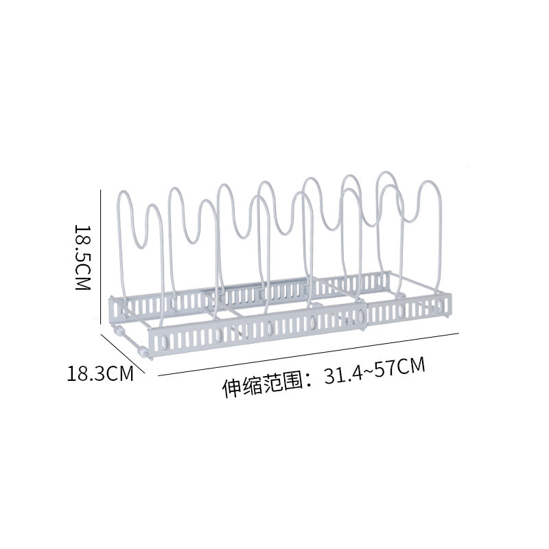 No.SYK-1195櫥櫃鍋具置物架多功能免打孔可調節廚具鍋蓋收納架臺面碗碟瀝水架