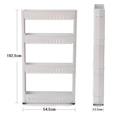 No.WYS8025 Removable corner storage rack for kitchen and bathroom gaps with pulleys, multi-layer rack, anti-drop design, narrow gap storage