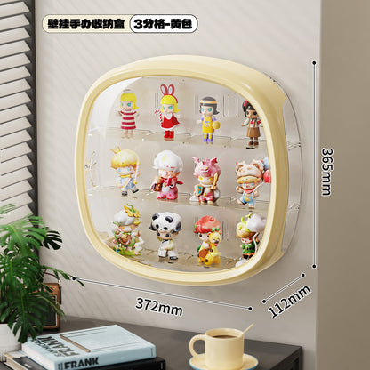 No.QH-3001 太空艙盲盒收納展示架 泡泡瑪特動漫手辦公仔娃娃擺件專用收納盒 大容量12/3分格設計 高透防塵櫃 磁吸門多色選