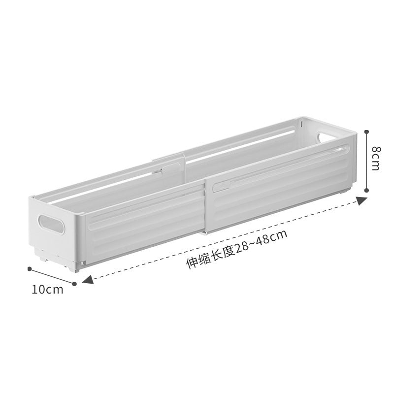 No. AW2309003可伸縮帶分隔片收納盒 抽屜整理收納盒 家用廚房餐具收納抽屜 內衣整理盒 塑料分格儲物盒