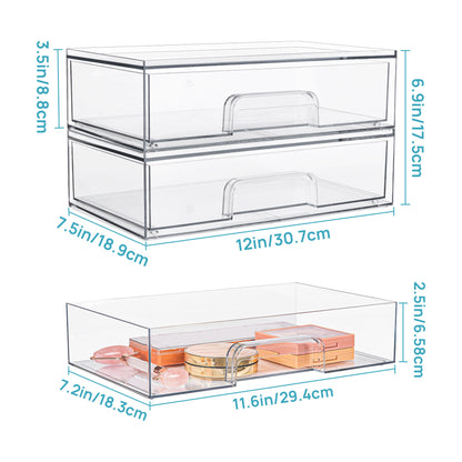 No.H02036PET transparent storage box desktop jewelry box household transparent skin care product storage box transparent dust-proof drawer cosmetics storage box desktop stationery storage box