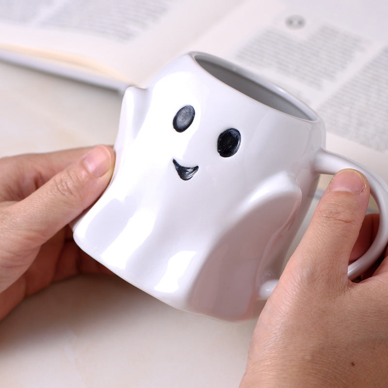 No.cup99 Halloween water cup creative cute white ghost mug ceramic cartoon elf water cup office coffee milk cup