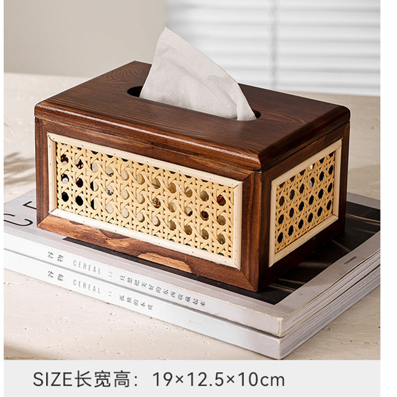 No.F23A122PY rattan solid wood tissue box facial tissue box