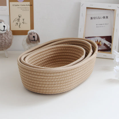 No.TSMSTPL Nordic cotton rope storage box hand-woven boat-shaped storage basket