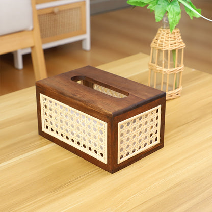 No.F23A122PY rattan solid wood tissue box facial tissue box