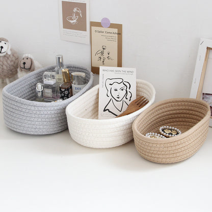 No.TSMSTPL Nordic cotton rope storage box hand-woven boat-shaped storage basket