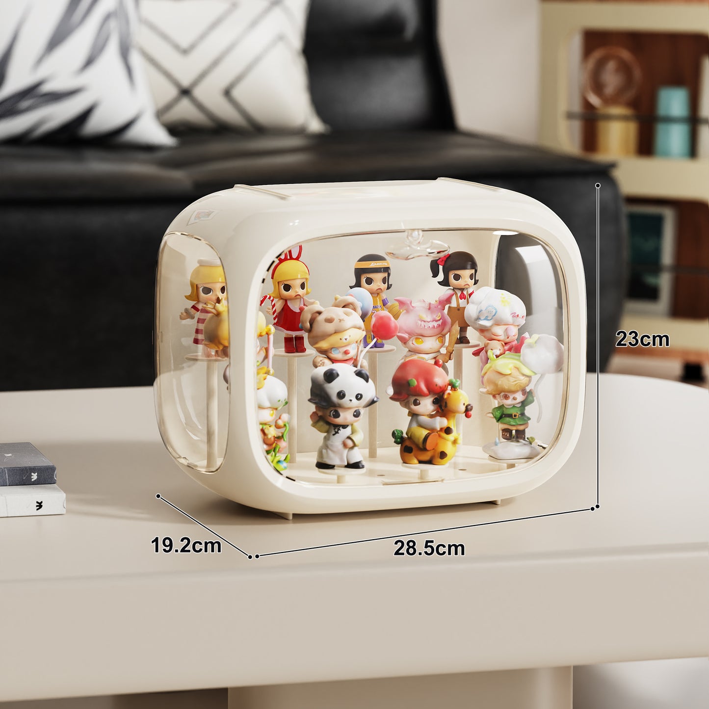 No.QH3009 Space capsule blind box display box high transparent acrylic dustproof storage box Pop Mart hand-made box DIY base bracket magnetic suction opening and closing free stacking