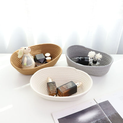 No.TSMSTPL Nordic cotton rope storage box hand-woven boat-shaped storage basket