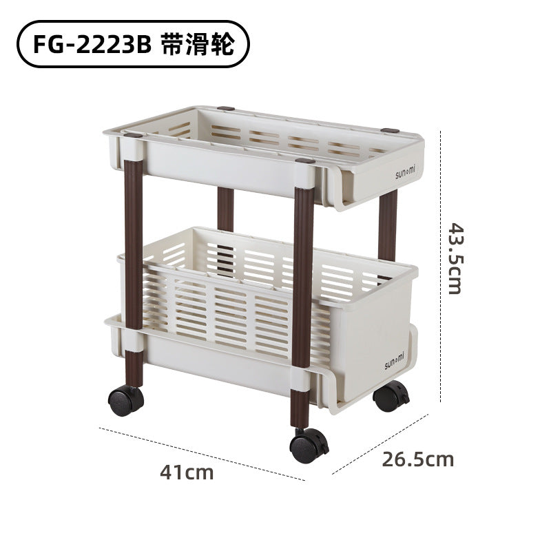 No. FG-2223A/FG-2223B奶油風復古櫥櫃下水槽帶輪子置物架小推車 有轆廚房臺面調料收納架 浴室收納架 桌下收納車