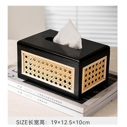 No.F23A122PY rattan solid wood tissue box facial tissue box