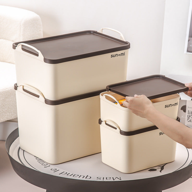 No.S0450-S0453 retro cream style portable plastic storage box with lid, storage box plastic box