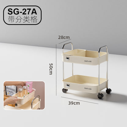 No.SG-26/SG-27 cream style kitchen storage rack with reel trolley with reel shelf living room kitchen snack fruit drink storage narrow slit storage under table storage cart