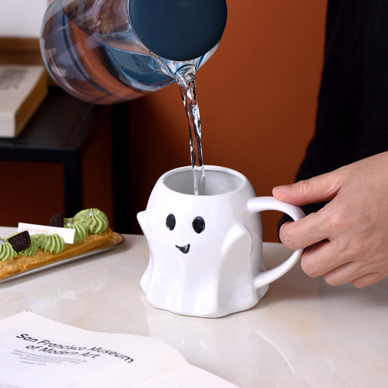 No.cup99 Halloween water cup creative cute white ghost mug ceramic cartoon elf water cup office coffee milk cup