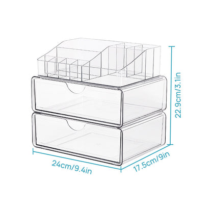 No.HK02181 Transparent PET cosmetics storage box, high-end, large-capacity, dust-proof, lipstick, makeup and skin care products storage display stand, desktop stationery storage box, desk storage