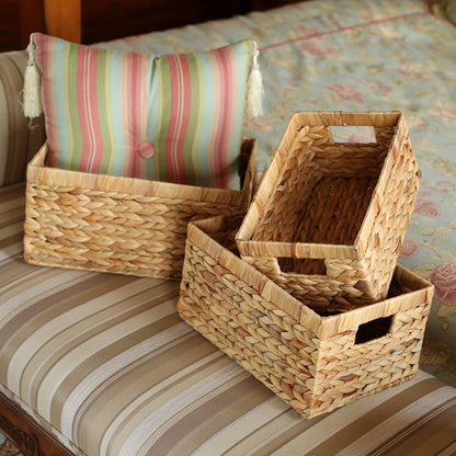 No.PBHLC handmade straw storage basket rectangular water hyacinth grass storage box