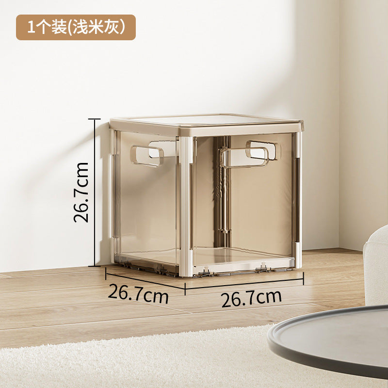 No.HE089 Simple portable transparent PET storage box plastic cabinet foldable clothing toy storage box with lid dust-proof storage box children's room storage plastic box