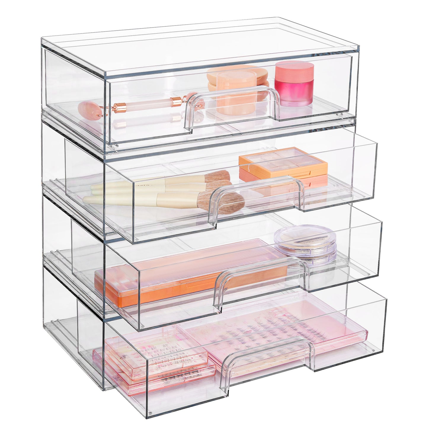 No.H02036PET transparent storage box desktop jewelry box household transparent skin care product storage box transparent dust-proof drawer cosmetics storage box desktop stationery storage box