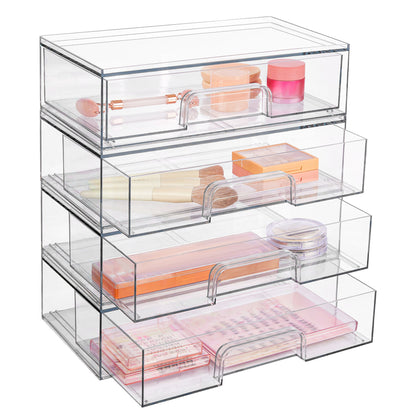 No.H02036PET transparent storage box desktop jewelry box household transparent skin care product storage box transparent dust-proof drawer cosmetics storage box desktop stationery storage box