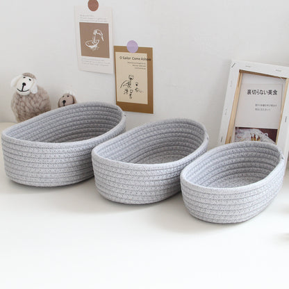 No.TSMSTPL Nordic cotton rope storage box hand-woven boat-shaped storage basket