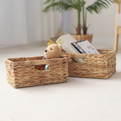 No.F22B1132A-BPY Straw storage basket Hand-woven storage basket Desktop organization sundries keys cosmetics storage box