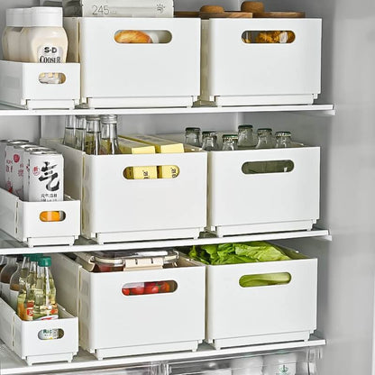 No.WYS8648 Retractable right angle storage box pull-out plastic storage basket multi-size stackable storage drawer box