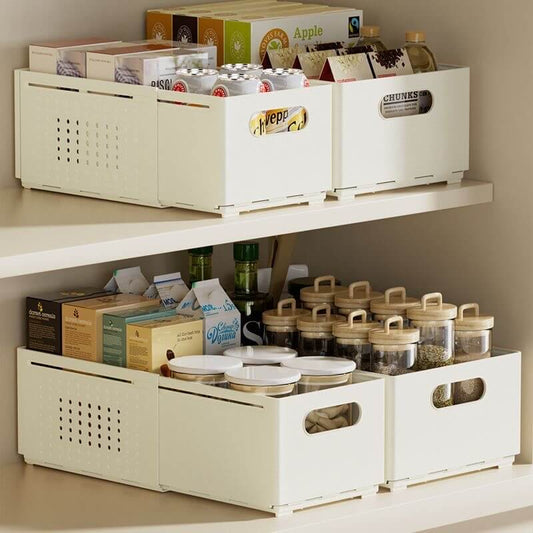 No.WYS8648 Retractable right angle storage box pull-out plastic storage basket multi-size stackable storage drawer box